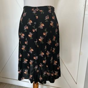 Vintage black with pink/purple florals button down skirt